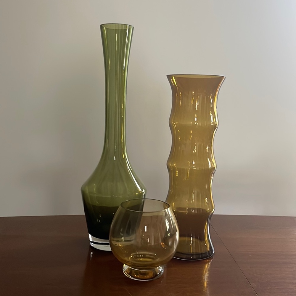 3 piece glass vase set